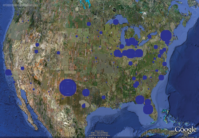 Aggregate map of Kairos’s contribution activity through 2008.