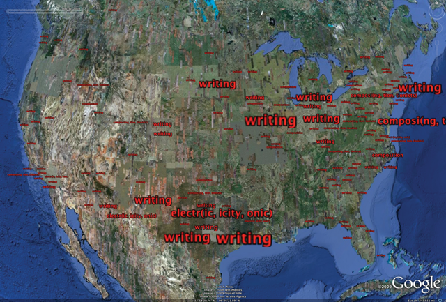 Aggregate map of Rank 1 terms for the entire sample period (1996-2008).