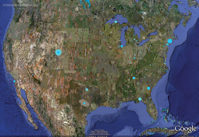 Aggregate map of contribution activity for Academic.Writing and Across the
Disciplines through 2008.