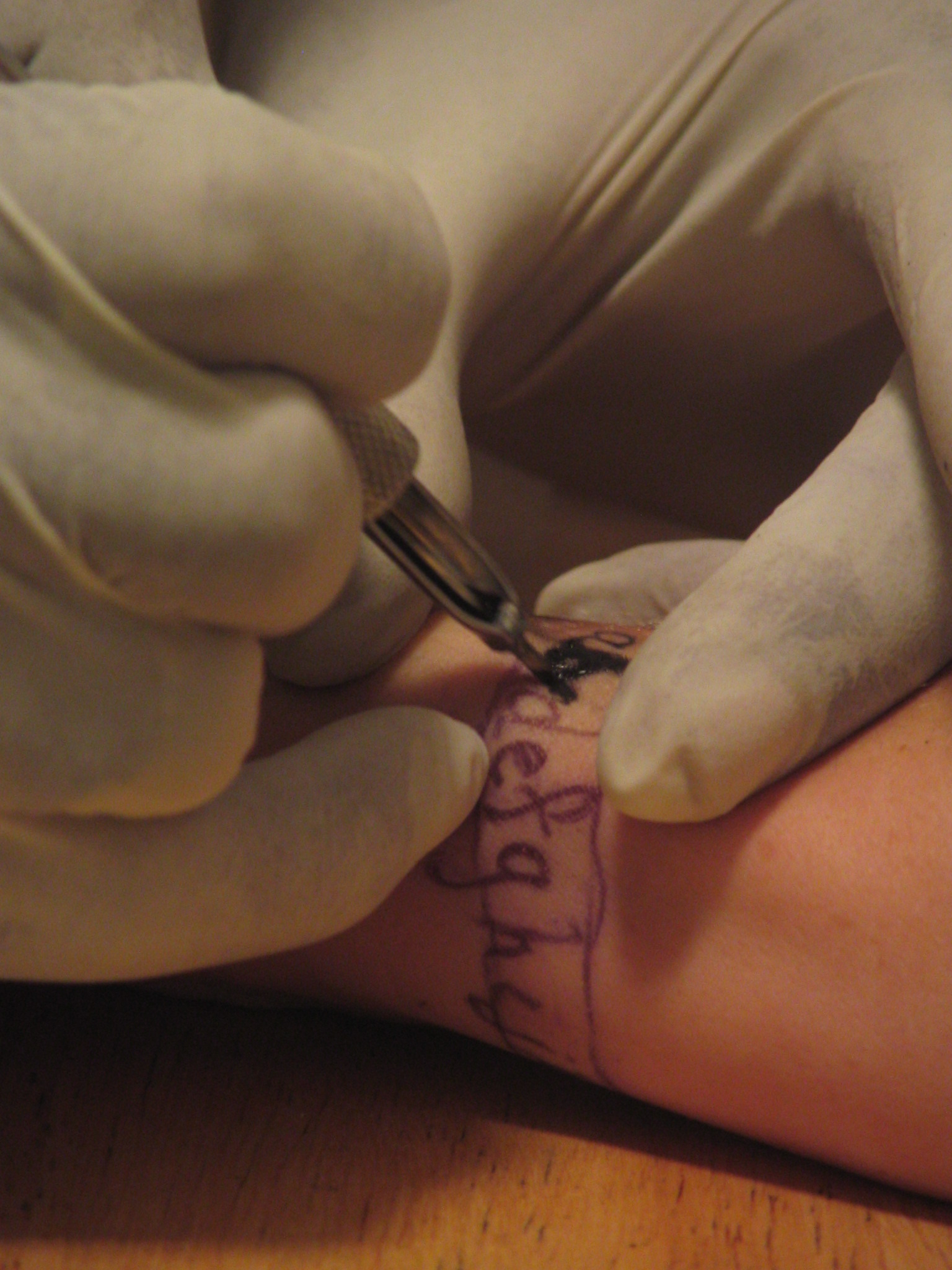 Getting a tattoo