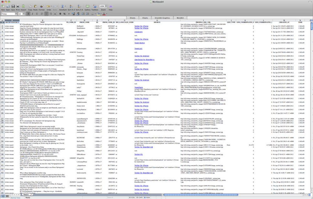screen shot of tweet in an Excel spreadsheet