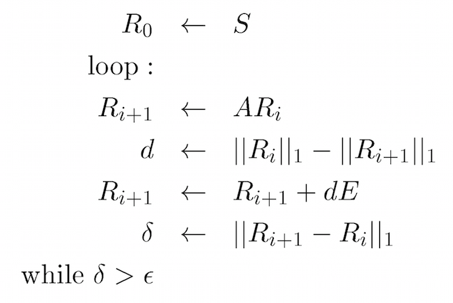 A formula for running the PageRank algorithm