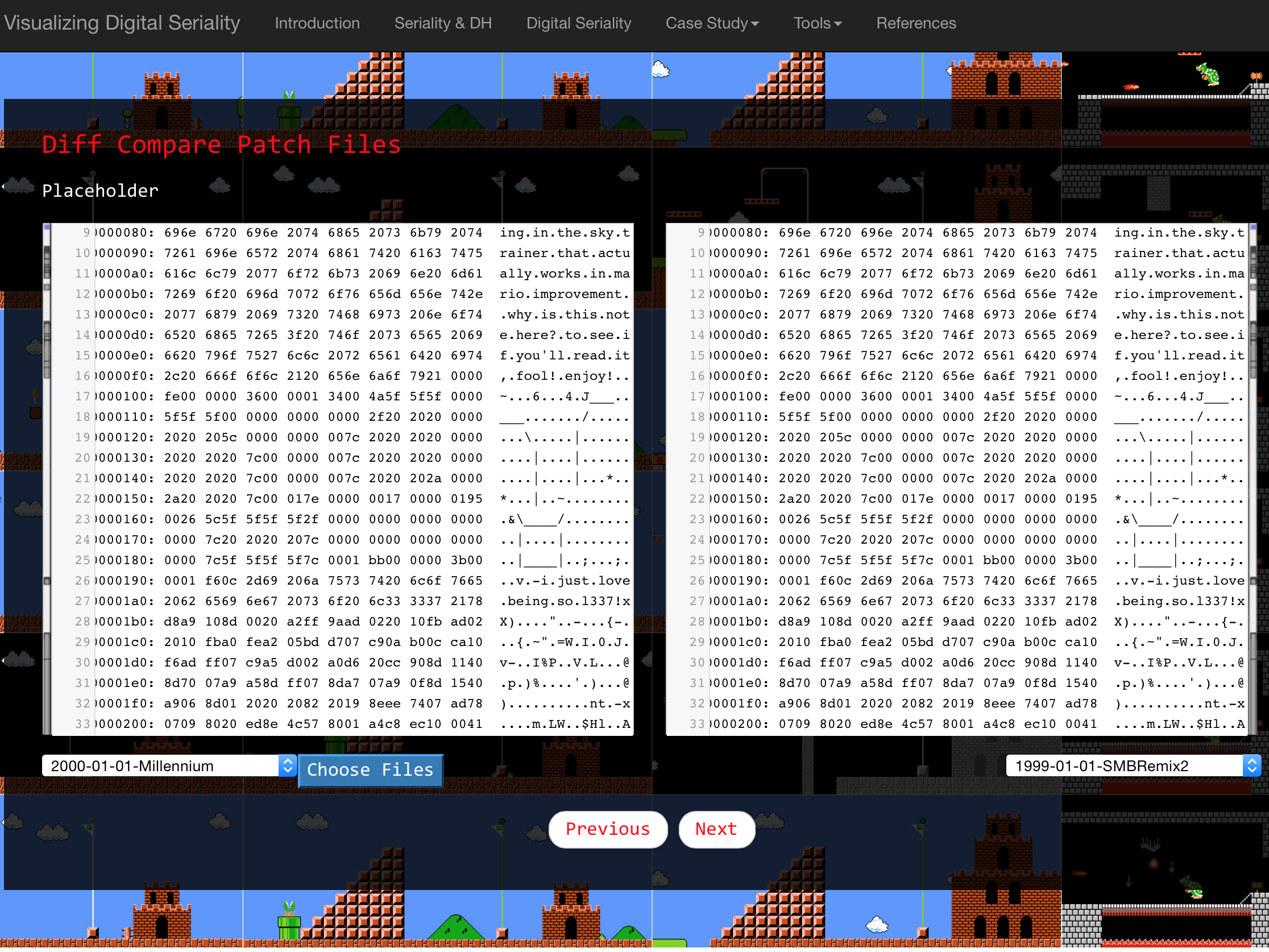 Hexcode diff comparison of patch files