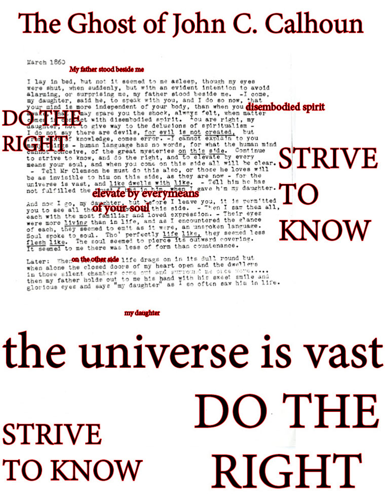 a typewritten letter dated March 1860 with large text typed over it in black and red lettering