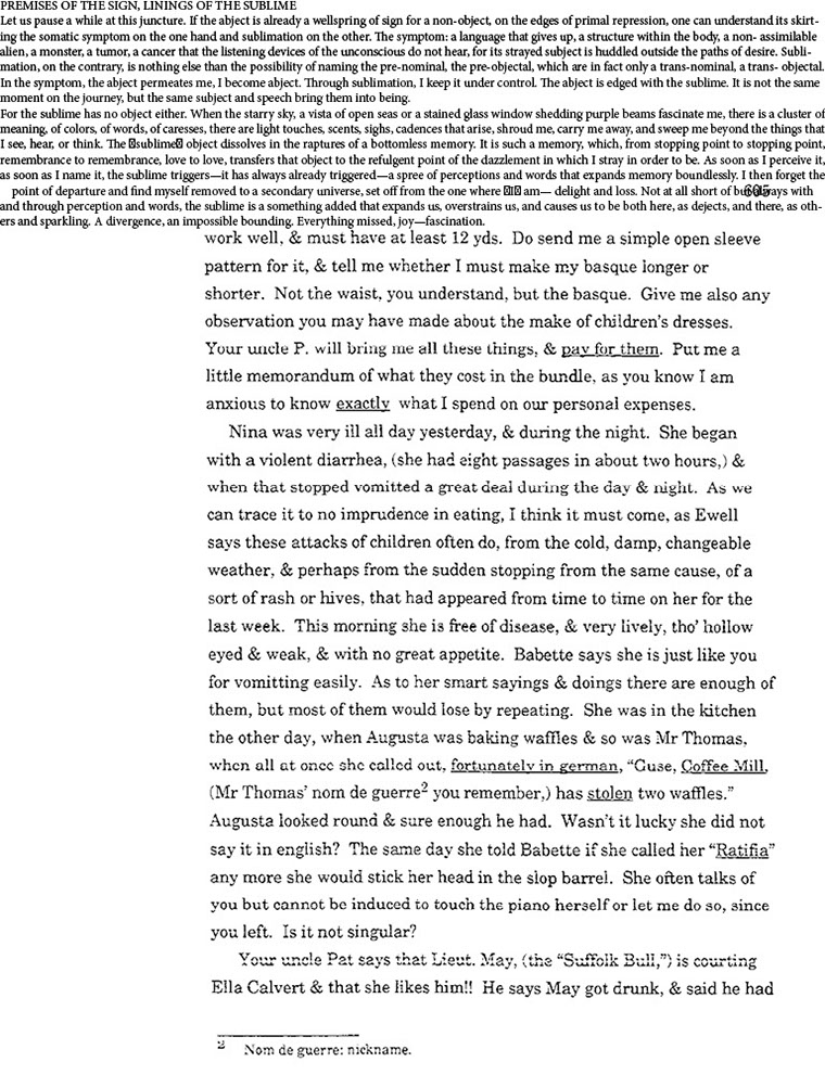 text-heavy image of letter annotated with a large chunk of small text at the top of the page