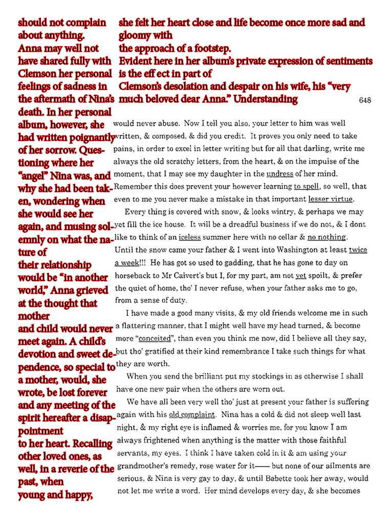 text-heavy image of letter annotated with red text on the left and top margins