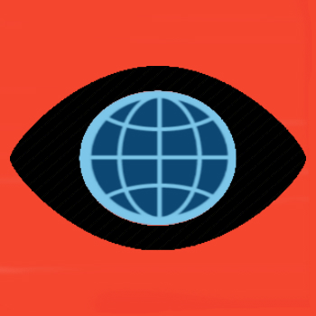 image of globe with eye design