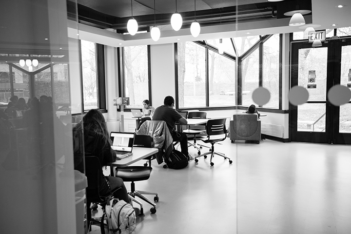 study room with students studying