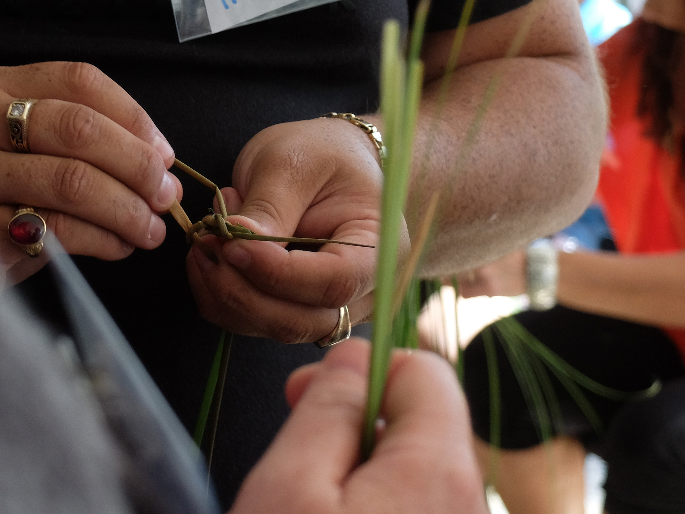 Clive's hands weaving