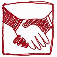 A drawing of a handshake